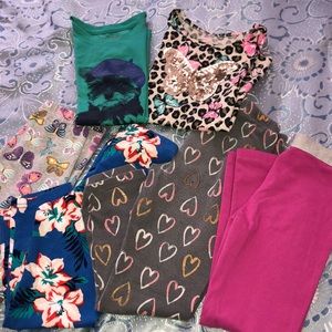 Girls size 6 tshirts and leggings